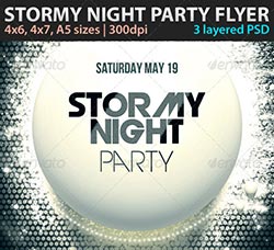 狂欢节派对传单模板：Stormy Night Party Flyer